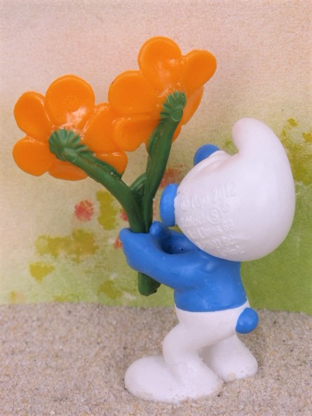 Schleich 20748 Schlumpf mit Blume "Dankeschön" Schlumpf Smurf 